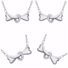 Love Paw Silver Plated Necklace Fine Dog Bone Tag Chain Collar Pendant Necklace Doggie Puppy Pet for Dog Lovers J4U66