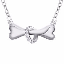 Love Paw Silver Plated Necklace Fine Dog Bone Tag Chain Collar Pendant Necklace Doggie Puppy Pet for Dog Lovers J4U66