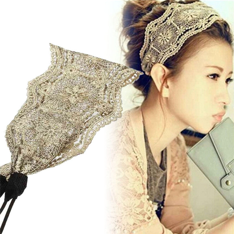 Lovely S Korean Style Lace Flower Elastic Headband Hairband Hair Accessory For Women & Girls Wedding Headwear Gifts  J4U66