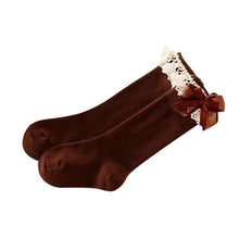 Lovely Baby 1-5 Y Toddler Girls Kids Cute Knee High Length Socks Organza Bow On LY5 J4U66