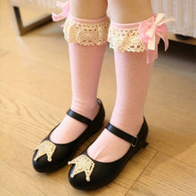 Lovely Baby 1-5 Y Toddler Girls Kids Cute Knee High Length Socks Organza Bow On LY5 J4U66