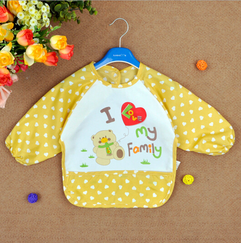 Lovely Boys Girls Baby Letter Print Infant Long Sleeve Anti Wear Waterproof Feeding Shirts Y4 J4U66