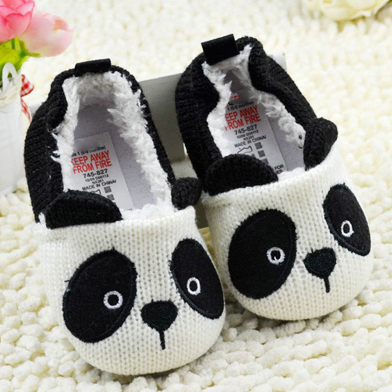 Lovely Cartoon Panda Baby Girls Boy Infant Crochet Knitted Soft Crib Shoes First Walkers 0-18 MonthsJFY66