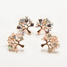 Lovely Small Tree Rhinestone Earings Faux Pearl Stud Earrings Gift For Lady White Purple Colors  J4U66