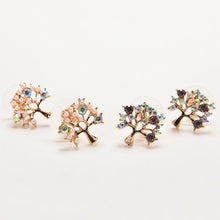 Lovely Small Tree Rhinestone Earings Faux Pearl Stud Earrings Gift For Lady White Purple Colors  J4U66