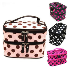 Lucky Fashion Women Makeup Bags Lady's Wave Dot Case Double Cosmetic Bag Tool Storage Toiletry Sac  J4U66
