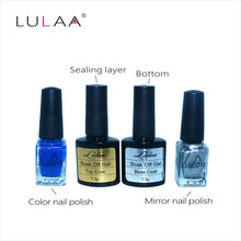 4pc / lot Mirror Effect Metal Multi-color Paint Topc oat Metal Nail Art Polish Woman Lady Makeup DIY Nail Art Tools Set J4U66