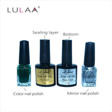 4pc / lot Mirror Effect Metal Multi-color Paint Topc oat Metal Nail Art Polish Woman Lady Makeup DIY Nail Art Tools Set J4U66