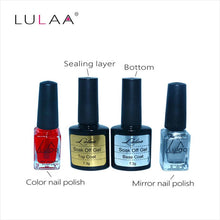 4pc / lot Mirror Effect Metal Multi-color Paint Topc oat Metal Nail Art Polish Woman Lady Makeup DIY Nail Art Tools Set J4U66