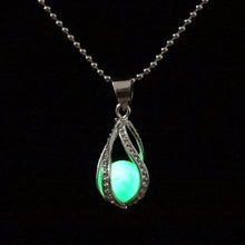 luminous night glowing hollow waterdrop pendant brass metal alloy necklace 1in chain polished electroplated jewelry for women J4U66