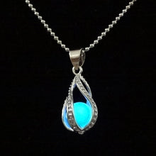 luminous night glowing hollow waterdrop pendant brass metal alloy necklace 1in chain polished electroplated jewelry for women J4U66