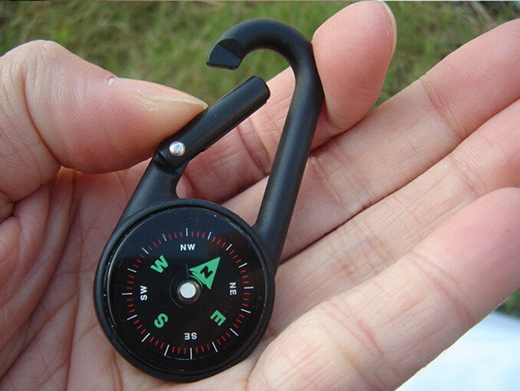 Luminous Night Light Hanging Key Ring Compass Multifunctional Camping Hiking Metal Zine Alloy Carabiner Mini Compass Keychain J4U66