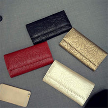 Luxury Brand Elegant Fashion Lady Women Leather Clutch Wallet Rose Embossed Long Purse Card Holder J4U66