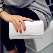 Luxury Brand Elegant Fashion Lady Women Leather Clutch Wallet Rose Embossed Long Purse Card Holder J4U66