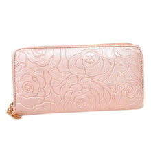 Luxury Brand Elegant Women Lady Zipper Leather Clutch Wallet Rose Embossed Casual Long Purse Card Holder Wallet J4U66