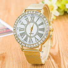 Luxury Mens Wristwatch Women Popular Brand Gold Stainless Steel Band Crystal WristWatches Quartz Watch Bracelet Relogio J4U66