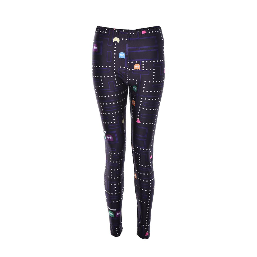 M-4XL Women Gym Pencil Pants Punk Stretchy Leggings Graphic Printed Leggings J4U66