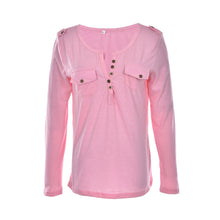 M-XL 4 colors V Neck Tops Blouses Casual Shirts For Women Vogue Long Sleeve Shirt J4U66