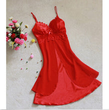 M-XL 8 ColorsWomen Sexy Silk Lace Nightgowns Chiffon V-Neck Spaghetti Straps Sleepwear J4U66