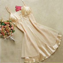 M-XL 8 ColorsWomen Sexy Silk Lace Nightgowns Chiffon V-Neck Spaghetti Straps Sleepwear J4U66