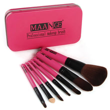 7pc Makeup Brush Make-up Toiletry Kit Wool +4pc Make Up Sponges+ 1 Alloy Case makeup brushes maquiagem Set Kit Tools J4U66
