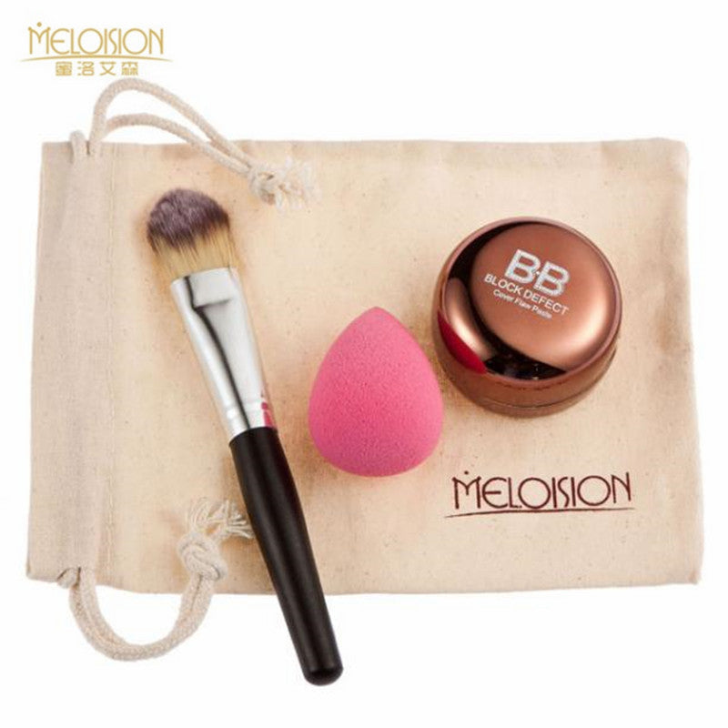 Makeup Brushes Set Make Up Brush Kit Meloision Color Concealer + Powder Brush +Puff + Bag Super Combination Beauty Girl J4U66