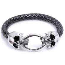 Man Men Cool Braided Leather Punk Skull Head Bracelet Bangle Wristband Gift  J4U66