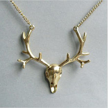 Maxi Necklace Gold and Antique Silver Deer Head Pendant Necklace For Women Necklace s  J4U66