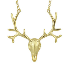 Maxi Necklace Gold and Antique Silver Deer Head Pendant Necklace For Women Necklace s  J4U66