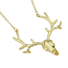 Maxi Necklace Gold and Antique Silver Deer Head Pendant Necklace For Women Necklace s  J4U66