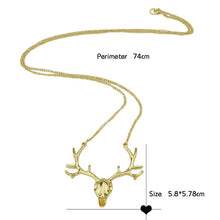 Maxi Necklace Gold and Antique Silver Deer Head Pendant Necklace For Women Necklace s  J4U66