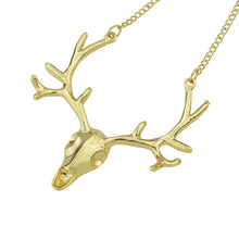 Maxi Necklace Gold and Antique Silver Deer Head Pendant Necklace For Women Necklace s  J4U66