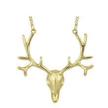 Maxi Necklace Gold and Antique Silver Deer Head Pendant Necklace For Women Necklace s  J4U66