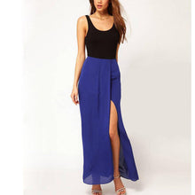 maxi skirt long sexy boho retro chiffon skirt super worthy open side split solid women skirt saias longas J4U66