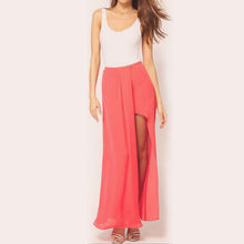 maxi skirt long sexy boho retro chiffon skirt super worthy open side split solid women skirt saias longas J4U66