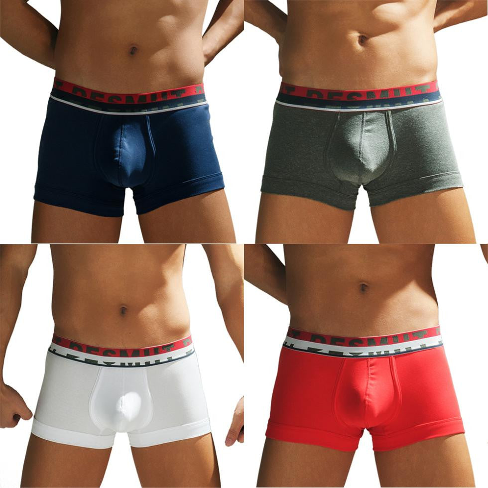 Men Boxer Underwear Bulge Pouch Boxers Shorts Solid Color Mens Underpants J4U66