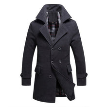 Men Cotton Blends Coat Long Jacket Double Breasted Overcoat J4U66