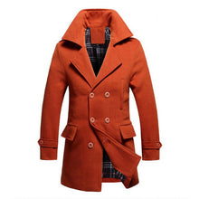 Men Cotton Blends Coat Long Jacket Double Breasted Overcoat J4U66
