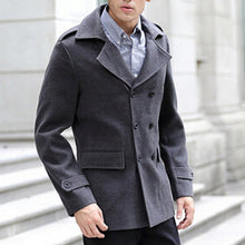 Men Cotton Blends Coat Long Jacket Double Breasted Overcoat J4U66