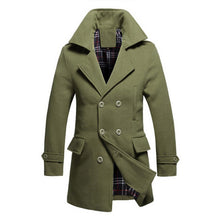 Men Cotton Blends Coat Long Jacket Double Breasted Overcoat J4U66