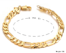 Men Jewelry Trendy 18K Real Gold Plated 22 CM Thick Cuban Link Chain Bracelets Stamp Bracelet J4U66