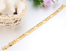 Men Jewelry Trendy 18K Real Gold Plated 22 CM Thick Cuban Link Chain Bracelets Stamp Bracelet J4U66