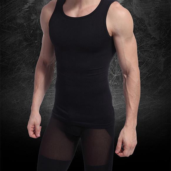 men muscle fitted body shaper boy tight stretch vest-shirts shapewearcasual slimming underwear J4U66