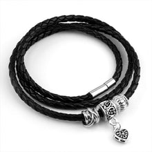 Men Retro Charm Bracelet Men Beads Chain Bangles Style Latest Popular 3 Laps Leather Bracelets J4U66