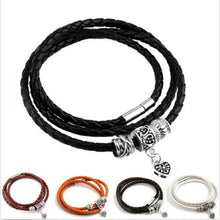 Men Retro Charm Bracelet Men Beads Chain Bangles Style Latest Popular 3 Laps Leather Bracelets J4U66