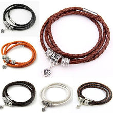 Men Retro Charm Bracelet Men Beads Chain Bangles Style Latest Popular 3 Laps Leather Bracelets J4U66