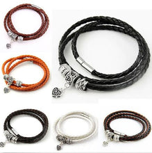 Men Retro Charm Bracelet Men Beads Chain Bangles Style Latest Popular 3 Laps Leather Bracelets J4U66