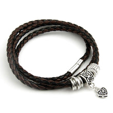 Men Retro Charm Bracelet Men Beads Chain Bangles Style Latest Popular 3 Laps Leather Bracelets J4U66
