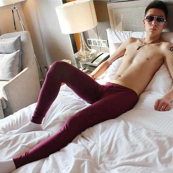 Men Soft Long Johns Warm Thermal Underwear Pants Gold Edge Cotton Buttons S-XL J4U66