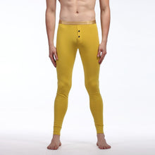 Men Soft Long Johns Warm Thermal Underwear Pants Gold Edge Cotton Buttons S-XL J4U66